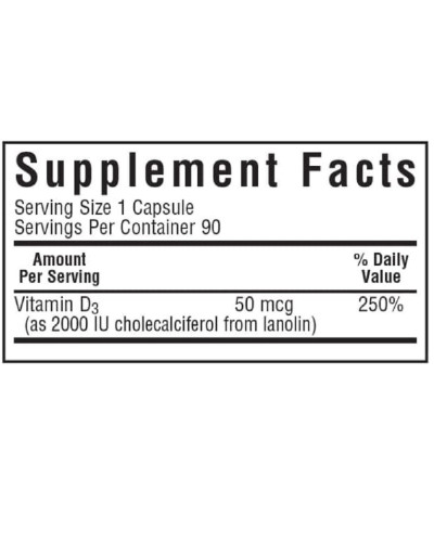 Вiтамiн D3 2000IU, Bluebonnet Nutrition, 180 вегетаріанських капсул Вiтамiн D3 2000IU, Bluebonnet Nutrition, 180 вегетаріанських капсул