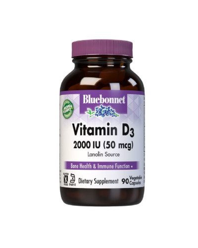 Вiтамiн D3 2000IU, Bluebonnet Nutrition, 180 вегетаріанських капсул