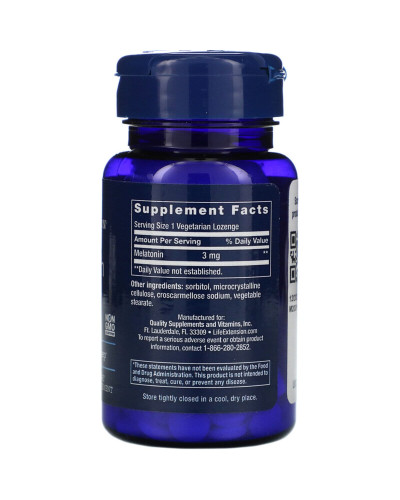 Мелатонин, Melatonin, Life Extension, 3 мг, 60 вегетарианских леденцов