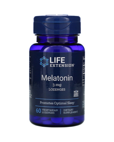 Мелатонин, Melatonin, Life Extension, 3 мг, 60 вегетарианских леденцов