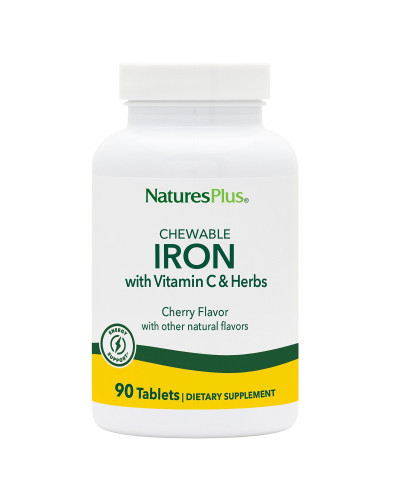 Железо хелатное с Витамином С, Chewable Iron, Natures Plus, 90 жевательных таблеток
