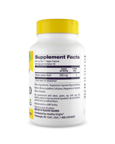 Альфа-липоевая кислота, 300 мг, Alpha Lipoic Acid, Healthy Origins, 150 капсул
