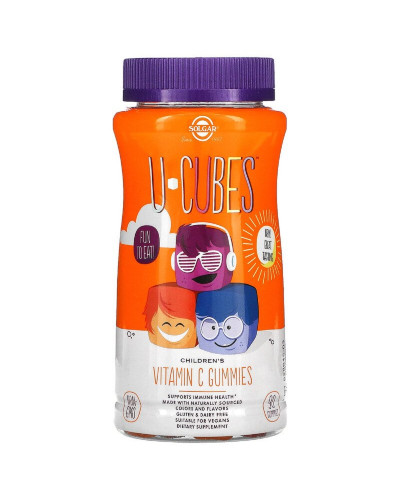 Вiтамiн С для Дітей, Апельсин Полуниця, U-Cubes, Children's Vitamin C, Solgar, 90 Жувальних Цукерок