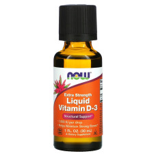 Жидкий Витамин D-3 повышенной силы, 1000 МЕ, Liquid Vitamin D-3, Extra Strength, Now Foods, 30 мл (1 жидк. унция)