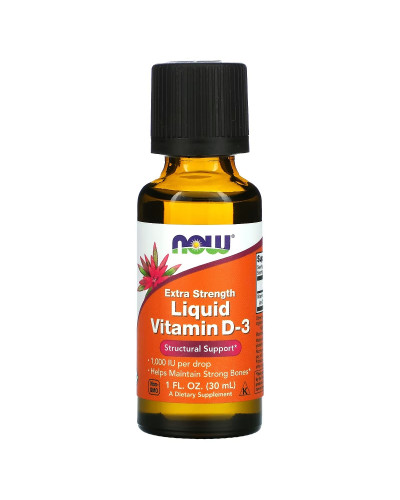 Рідкий Вітамін D3 підвищеної сили, 1000 МО, Liquid Vitamin D3, Extra Strength, Now Foods, 30 мл (1 рідка унція)