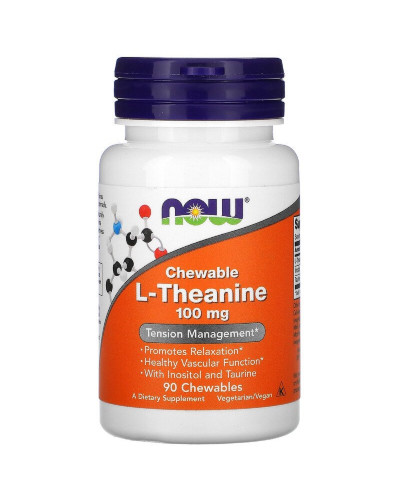L-Теанін, L-Theanine, Now Foods, 100 мг, 90 жувальних таблеток
