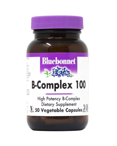B-Комплекс 100, B-Complex, Bluebonnet Nutrition, 50 вегетаріанських капсул