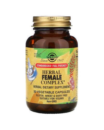Трав'яний Комплекс для Жінок, Herbal Female Complex, Solgar, 50 вегетаріанських капсул