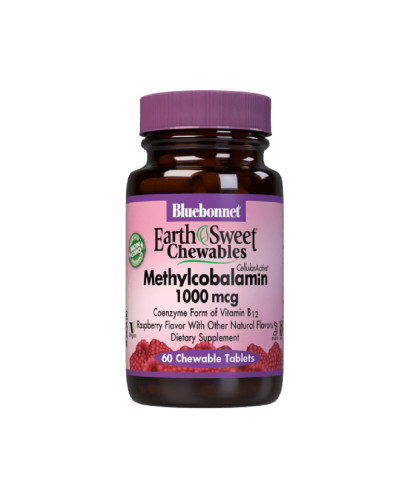 Метилкобаламін (В12) 1000мкг, Смак Малини, Earth Sweet Chewables, Bluebonnet Nutrition, 60 жувальних таблеток Метилкобаламін (В12) 1000мкг, Смак Малини, Earth Sweet Chewables, Bluebonnet Nutrition, 60 жувальних таблеток