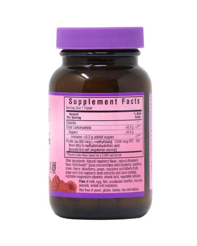 Метілфолат (B9) 800мкг, Смак Малини, Earth Sweet Chewables, Bluebonnet Nutrition, 90 жувальних таблеток