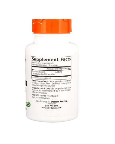 Фукоїдан 70%, Doctor's Best, 60 вегетаріанських капсул