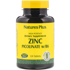 Цинк Пиколинат с витамином B6, Natures Plus, 120 таблеток