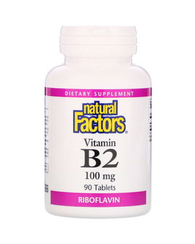Вітамін В2, Рибофлавін, Natural Factors, 100 мг, 90 Таблеток