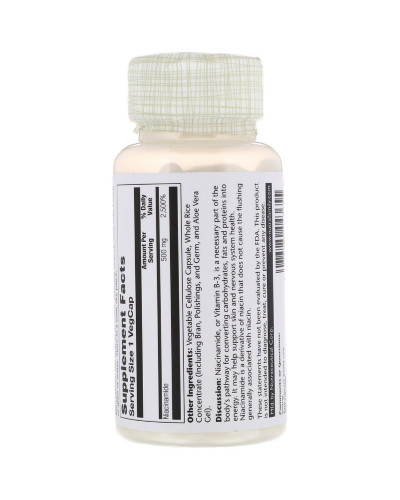 Ніацинамід (В3), Niacinamide, 500 мг, Solaray, 100 капсул