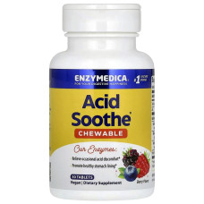 Пищеварительные ферменты от изжоги, вкус ягод, Acid Soothe, Enzymedica, 30 жевательных таблеток