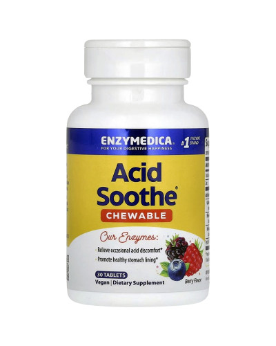 Травні ферменти від печії, смак ягід, Acid Soothe, Enzymedica, 30 жувальних таблеток
