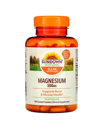 Магний, 500 мг, Magnesium, Sundown Naturals, 180 каплет