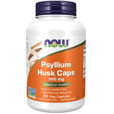 Путешественник (псилиум), Psyllium Husks, Now Foods, 500 мг, 200 вегетарианских капсул