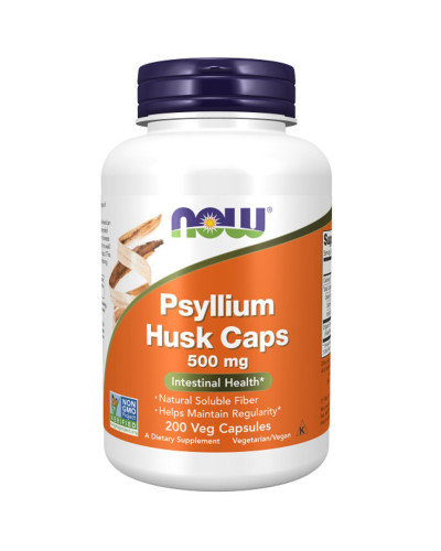 Подорожник (псіліум), Psyllium Husks, Now Foods, 500 мг, 200 вегетаріанських капсул