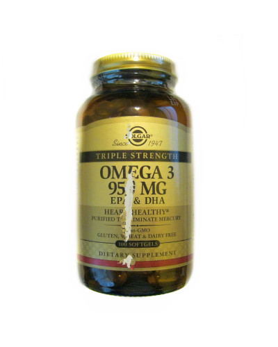 УЦІНКА Риб'ячий Жир, Омега 3 (Omega-3 EPA, DHA), 950 мг, Потрійна Сила, Solgar, 100 желатинових капсул (пошкоджена етикетка) УЦІНКА Риб'ячий Жир, Омега 3 (Omega-3 EPA, DHA), 950 мг, Потрійна Сила, Solgar, 100 желатинових капсул (пошкоджена етикетка)