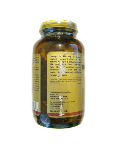 УЦІНКА Риб'ячий Жир, Омега 3 (Omega-3 EPA, DHA), 950 мг, Потрійна Сила, Solgar, 100 желатинових капсул (пошкоджена етикетка) УЦІНКА Риб'ячий Жир, Омега 3 (Omega-3 EPA, DHA), 950 мг, Потрійна Сила, Solgar, 100 желатинових капсул (пошкоджена етикетка)