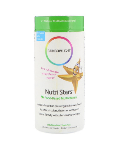 Мультивітаміни На Основі Харчових Продуктів, Nutri Stars, Rainbow Light, З Фруктовим Смаком, 120 жувальних таблеток