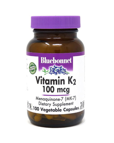 Вітамін K2 100 мкг, Vitamin K2, Bluebonnet Nutrition, 100 вегетаріанських капсул