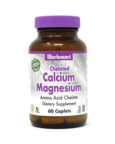 Хелатний Кальцій і Магній, Chelated Calcium Magnesium, Bluebonnet Nutrition, 60 таблеток