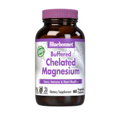 Хелатный Буферный Магний 200мг, Albion, Bluebonnet Nutrition, 60 вегетарианских капсул