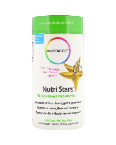 Мультивітаміни На Основі Харчових Продуктів, Nutri Stars, Rainbow Light, З Фруктовим Смаком, 60 жувальних таблеток