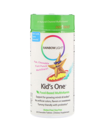 Мультивітаміни Для Дітей, Kid's One, Rainbow Light, Фруктовий Пунш, 30 жувальних таблеток