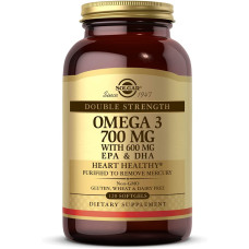 Двойная Сила Омега-3, Double Strength Omega-3, Solgar, 700 мг, 30 желатиновых капсул