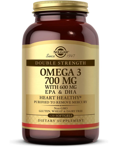 Подвійна Сила Омега-3, Double Strength Omega-3, Solgar, 700 мг, 30 капсул
