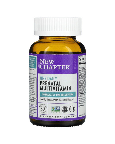 Ежедневные Мультивитамины для беременных, One Daily Prenatal Multivitamin, New Chapter, 30 вегетарианских капсул