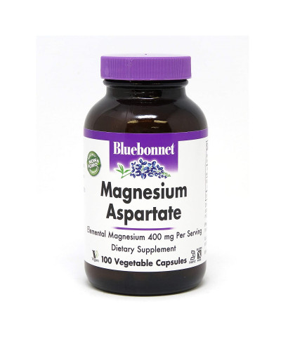 Аспартат Магния 400 мг, Magnesium Aspartate, Bluebonnet Nutrition, 100 вегетарианских капсул