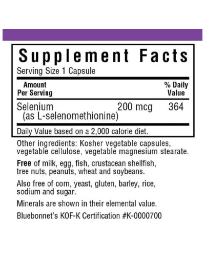 Селен 200мкг, Bluebonnet Nutrition, 90 вегетарианских капсул Селен 200мкг, Bluebonnet Nutrition, 90 вегетарианских капсул