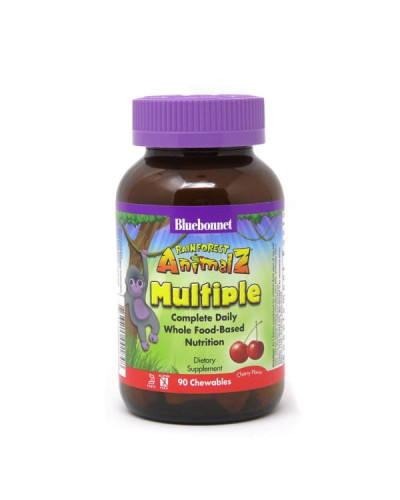 Мультивитамины для Детей, Вкус Вишни, Rainforest Animalz, Bluebonnet Nutrition, 90 жевательных конфет