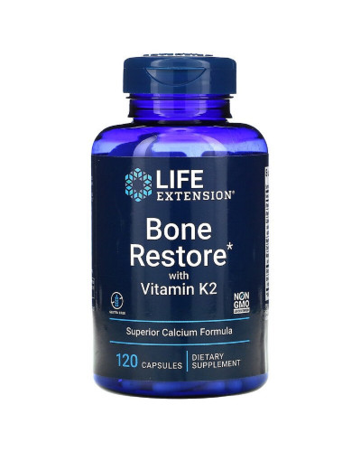 Восстановление Костей + К2, Bone Restore with Vitamin K2 Life Extension, 120 Капсул
