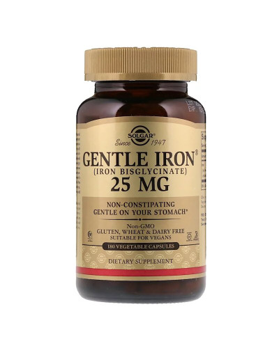 УЦІНКА Хелатне Залізо, 25 мг, Gentle Iron, Solgar, 180 рослинних капсул (без зовнішньої плівки) УЦІНКА Хелатне Залізо, 25 мг, Gentle Iron, Solgar, 180 рослинних капсул (без зовнішньої плівки)