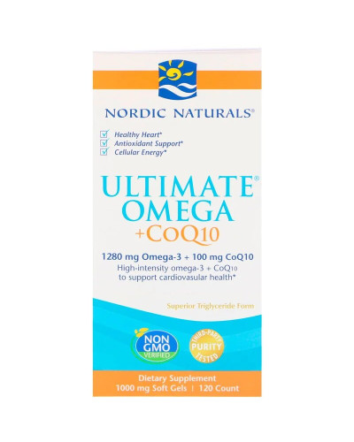 Рыбий жир + Коэнзим Q10, 1000 мг, Nordic Naturals, Ultimate Omega + CoQ10, 120 капсул