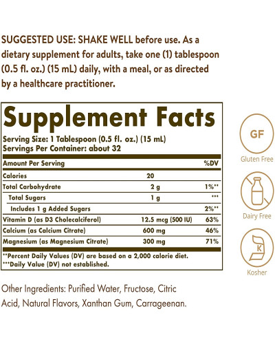 Рідкий Кальцій + Магній + D3, Calcium Magnesium Citrate + Vitamin D3, Solgar, Смак Полуниці, (473 мл)