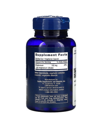 Цитрат Магнію, Magnesium (Citrate), Life Extension, 100 мг, 100 капсул Цитрат Магнію, Magnesium (Citrate), Life Extension, 100 мг, 100 капсул