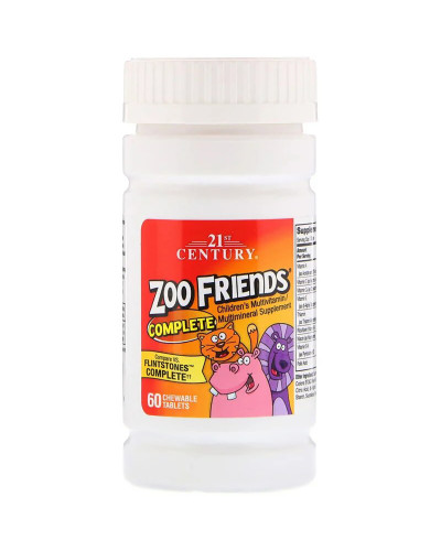 Мультивітаміни та Мультімінералі для Дітей, Zoo Friends Complete, 21st Century, 60 жувальних таблеток