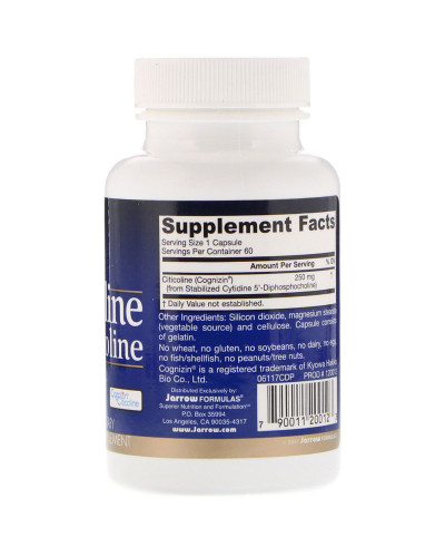 Цитиколин, 250 мг, CDP Choline, Jarrow Formulas, 60 капсул