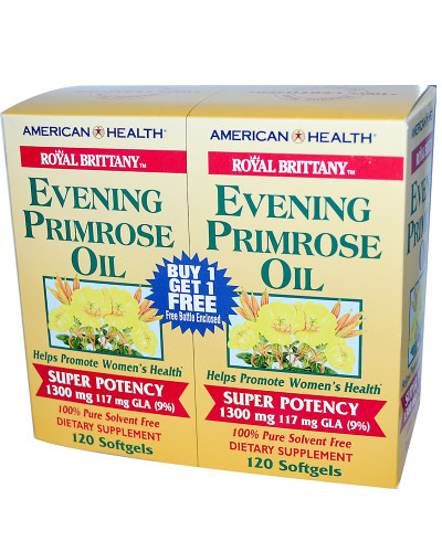 УЦІНКА Масло примули вечірньої (EPO), 1300 мг, Royal Brittany, American Health, 2 баночки по 120 капсул