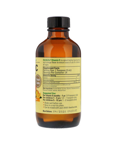 УЦІНКА Рідкий Вітамін С для Дітей, Смак Апельсину, Liquid Vitamin C, ChildLife, 118,5 мл