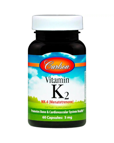 Вітамін К2 ((MK-4 Менатетренон), Carlson, Vitamin K2 Menatetrenone, 5 Мг, 60 капсул