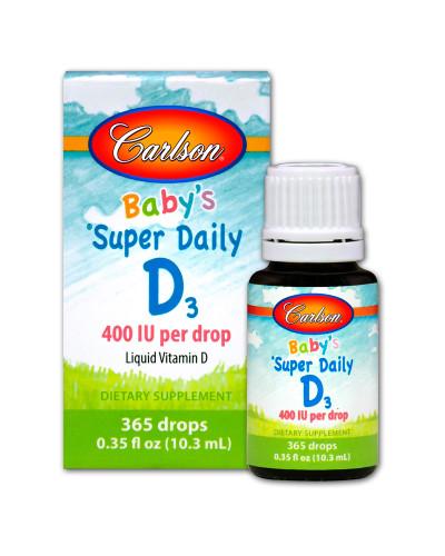 Вітамін D3 для Малюків у Краплях, 400 МО, Baby's Super Daily D3, Carlson, 10,3 мл