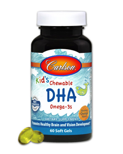 Риб'ячий жир (DHA) для Дітей, Смак Апельсину, Kid's Chewable, Carlson, 60 желатинових капсул