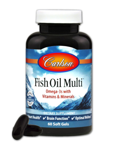 Мультвітаміни та Мінералі з Омега-3, Fish Oil Multi, Carlson, 60 желатинових капсул Мультвітаміни та Мінералі з Омега-3, Fish Oil Multi, Carlson, 60 желатинових капсул